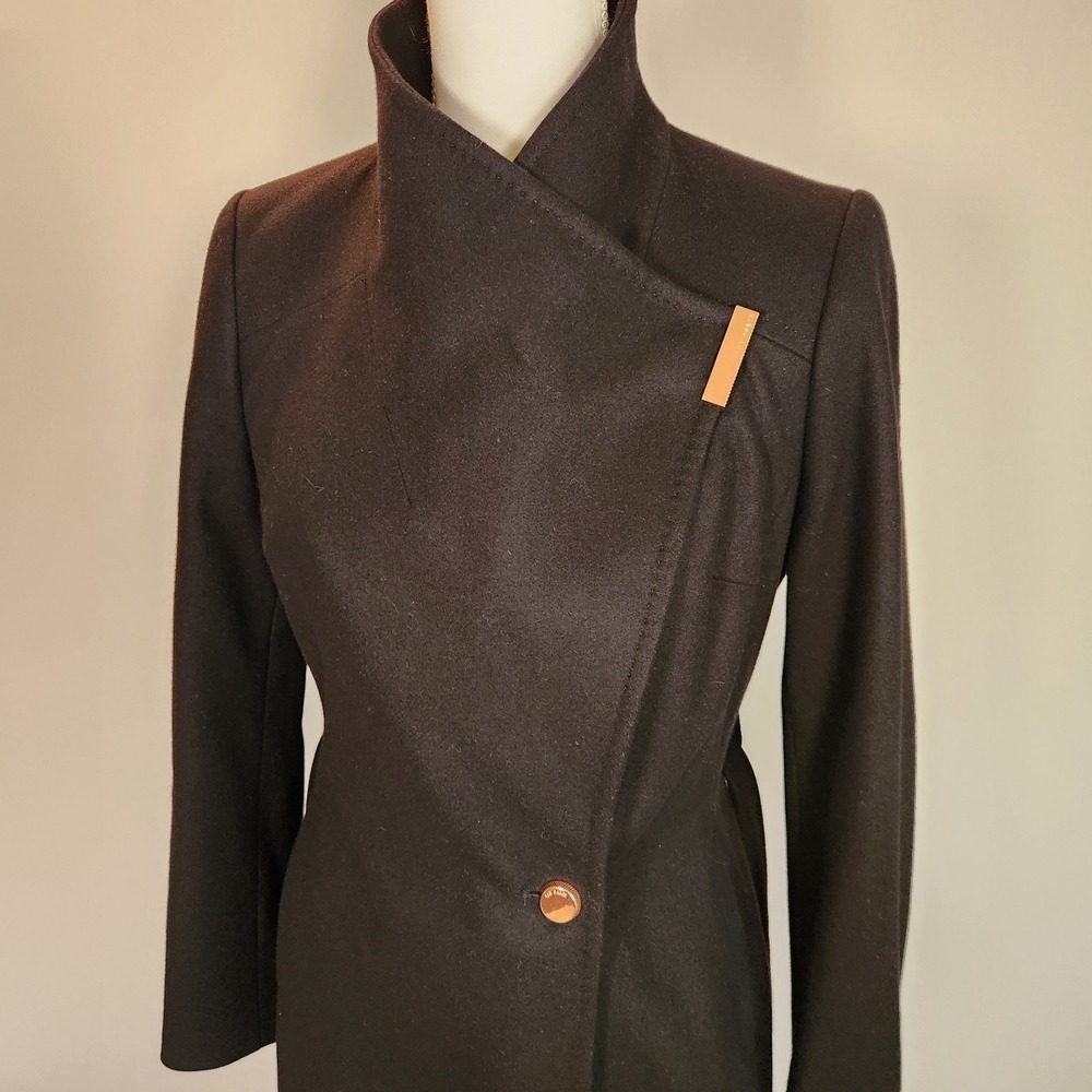 Ted Baker Black Celebrating 50 Years Belted Wool Trench Coat Size 1 XS - Picture 4 of 14